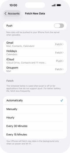 If you turn off the function, press the required setting.