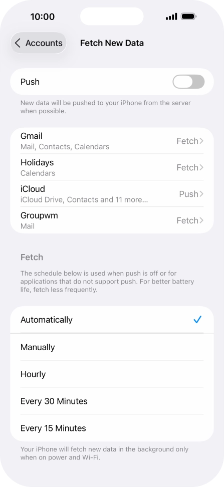 If you turn off the function, press the required setting.