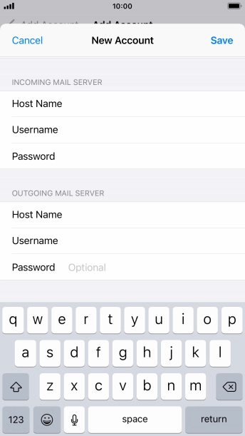 Press Password and key in the password for your email account.