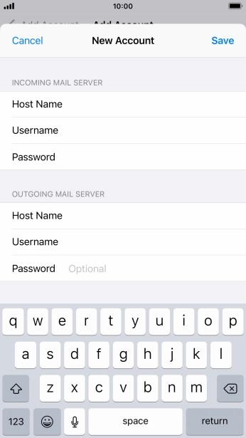 Press Password and key in the password for your email account.