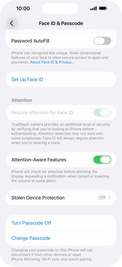 Press Turn Passcode Off and key in the phone lock code.