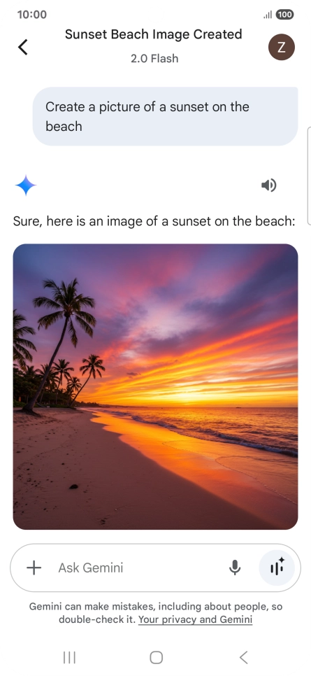 You can also ask Gemini to generate a picture based on your description.