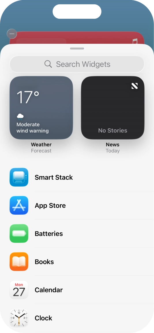 Press the required widget.