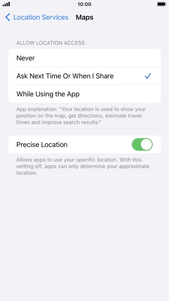 Press the required setting to turn the function on or off.