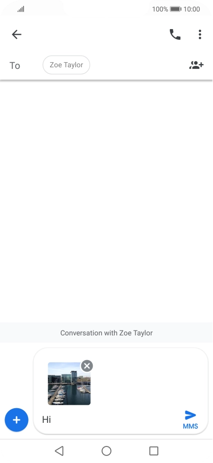 Press the send icon when you've finished your MMS.