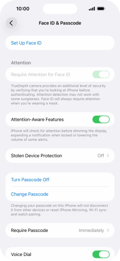 Press Turn Passcode Off and key in the phone lock code.