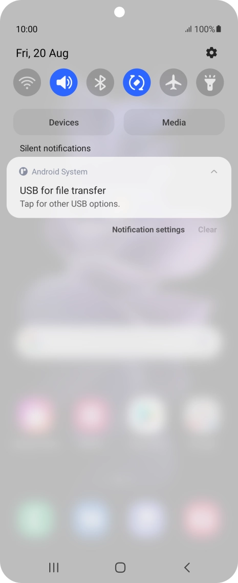 Press Tap for other USB options..