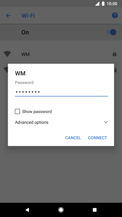 Key in the password for the Wi-Fi network and press CONNECT.