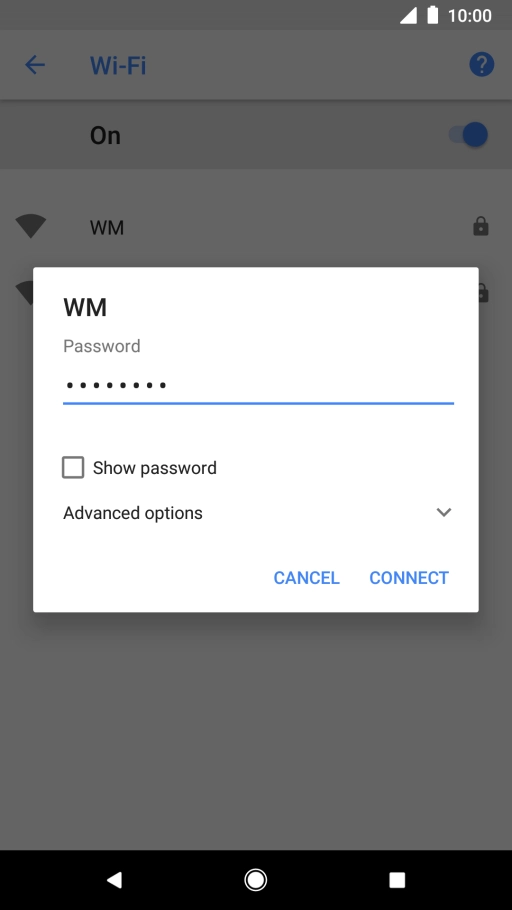Key in the password for the Wi-Fi network and press CONNECT.