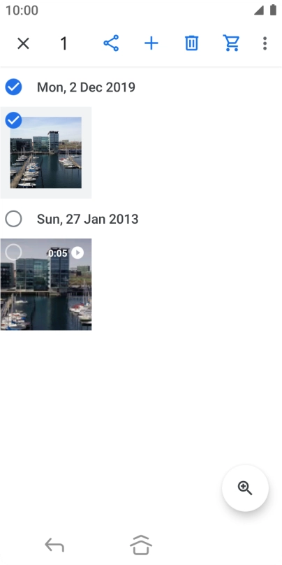 Press the required pictures or video clips to add them.