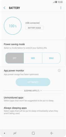 Press the required setting.