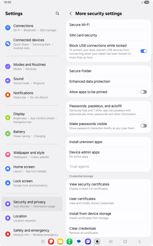 Press SIM card security.