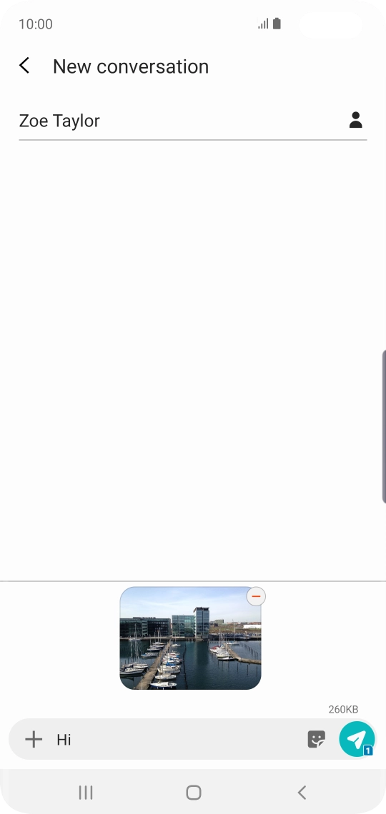 Press the send icon when you've finished your MMS.
