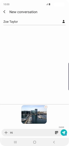 Press the send icon when you've finished your MMS.