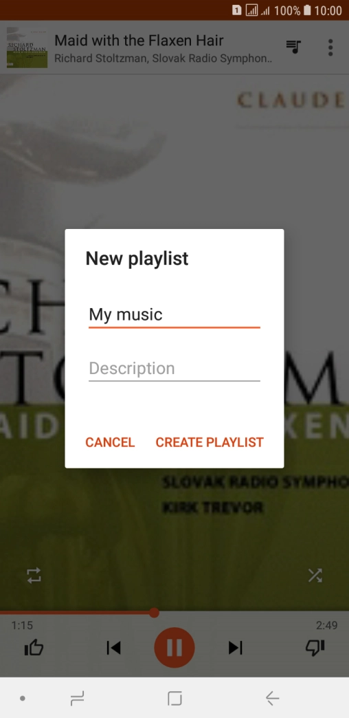 Key in a name for the playlist and press CREATE PLAYLIST.