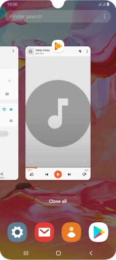 To end one running application, slide your finger upwards on the required application.