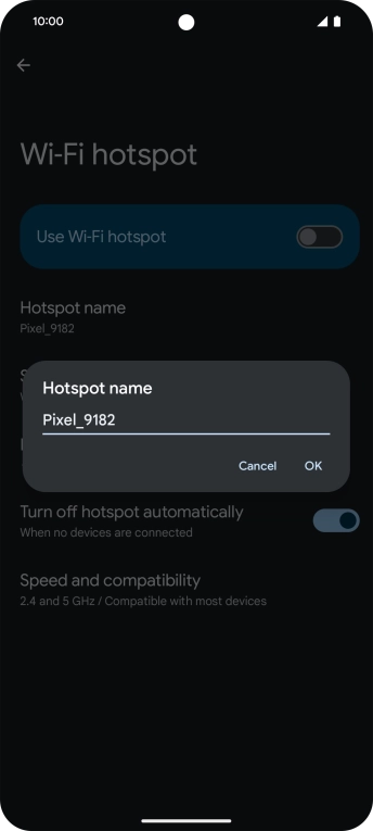 Key in the required Wi-Fi hotspot name and press OK.