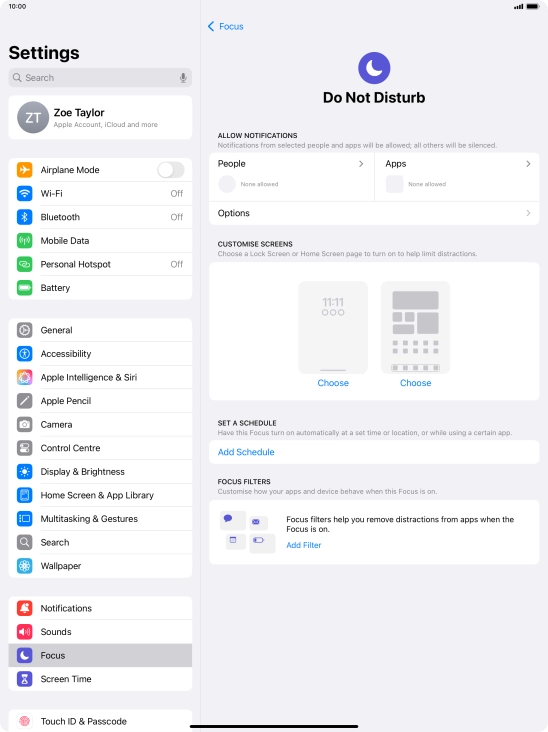 Press People and follow the instructions on the screen to select which contacts you would like to receive calls and notifications from when Do Not Disturb is turned on.