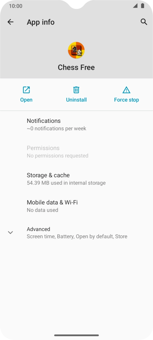 Press Storage & cache.