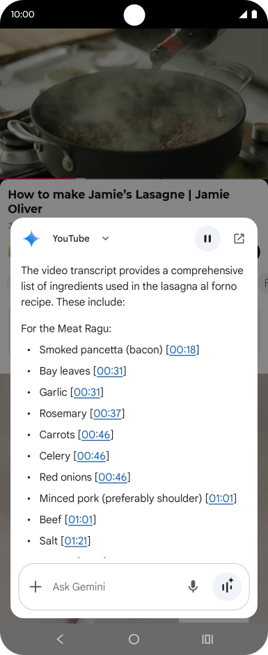 The answer from Gemini to your question is displayed.