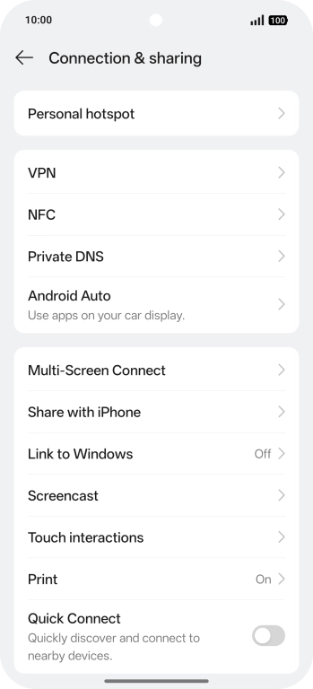 Press Personal hotspot.