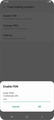 Key in your PIN2 and press OK. The default PIN2 is 0000.