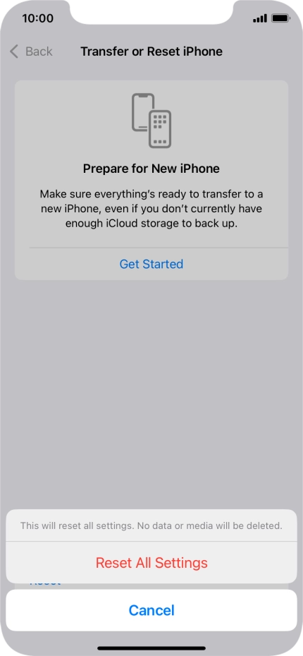 Press Reset All Settings.