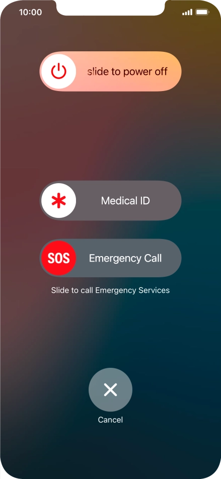Press and drag the power off icon right.