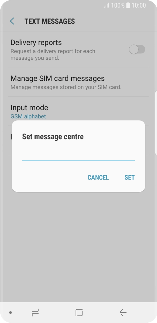 Key in +447958879879 and press SET.
