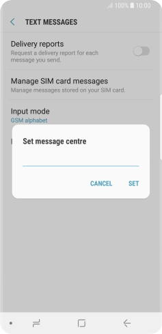 Key in +447958879879 and press SET.