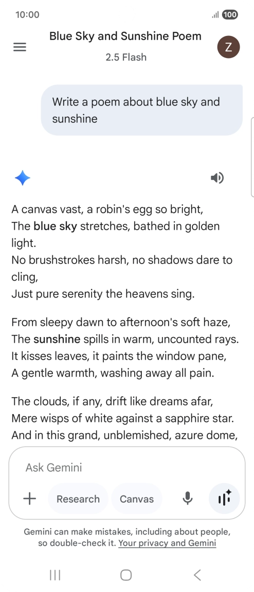 You can ask Gemini to generate a text based on your description.