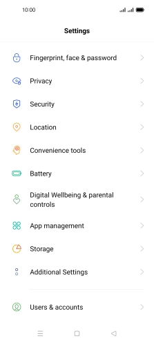 Press Fingerprint, face & password.