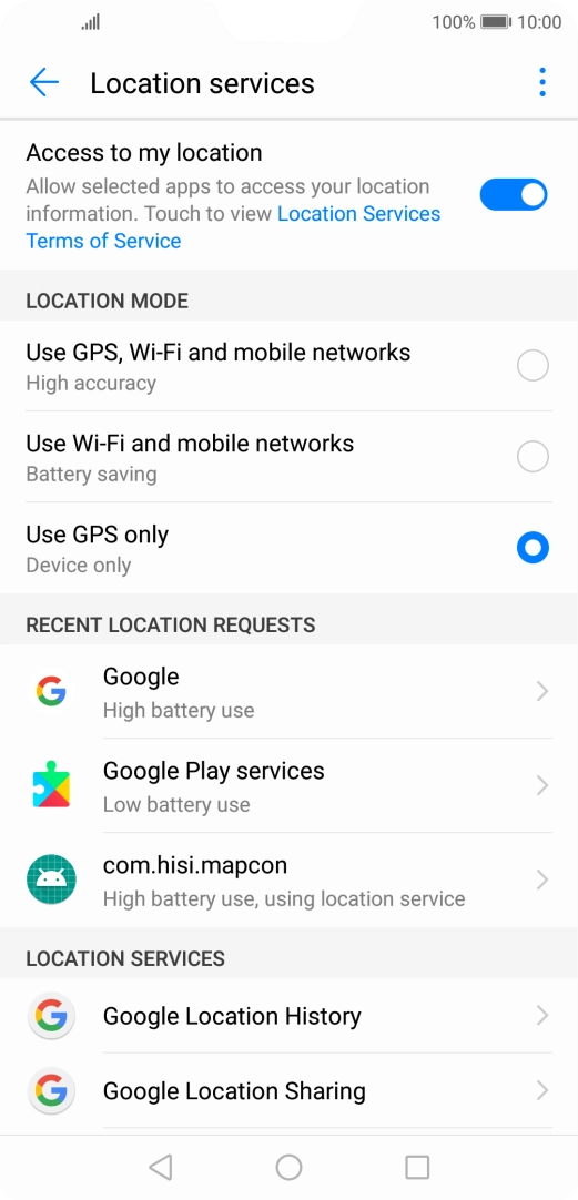 If you select Use GPS, Wi-Fi and mobile networks, your phone can find your exact position using the GPS satellites, the mobile network and nearby Wi-Fi networks. Satellite-based GPS requires a clear view of the sky.