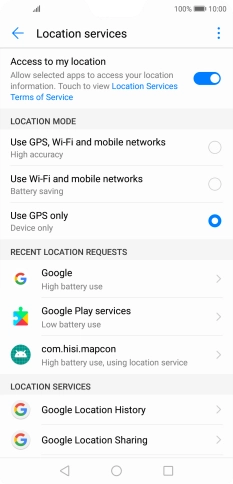 If you select Use GPS, Wi-Fi and mobile networks, your phone can find your exact position using the GPS satellites, the mobile network and nearby Wi-Fi networks. Satellite-based GPS requires a clear view of the sky.