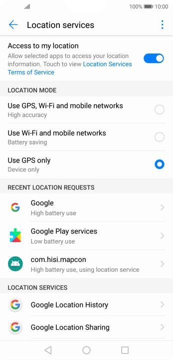 If you select Use GPS, Wi-Fi and mobile networks, your phone can find your exact position using the GPS satellites, the mobile network and nearby Wi-Fi networks. Satellite-based GPS requires a clear view of the sky.