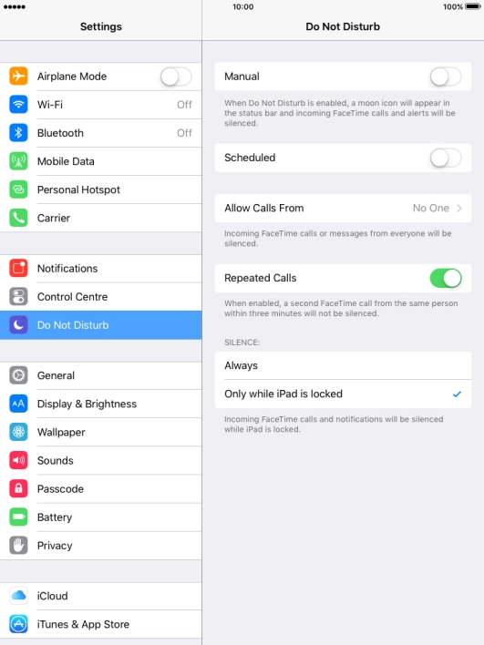 Press the indicator next to 
