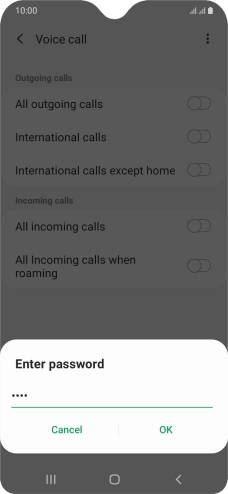 Key in your barring password and press OK.
