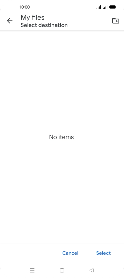 To create a new folder, press the new folder icon and follow the instructions on the screen to create a new folder.