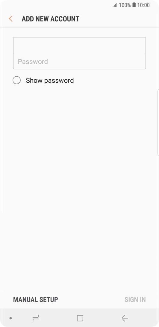 Press Password and key in the password for your email account.