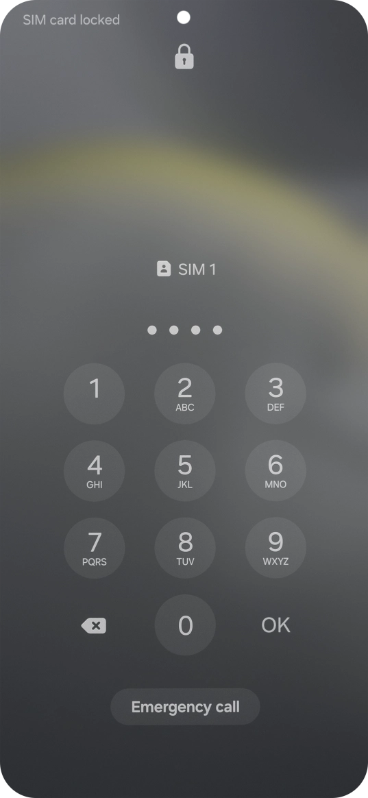 If your SIM is locked, key in your PIN and press OK. The default PIN is 1111.