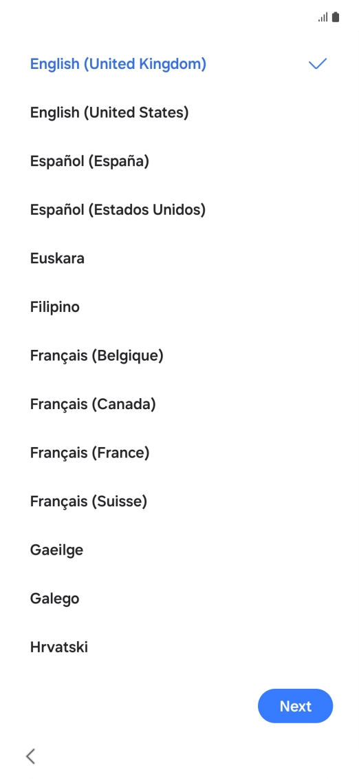 Press the required language.