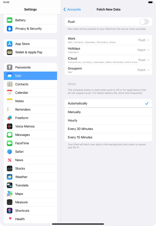 If you turn off the function, press the required setting.