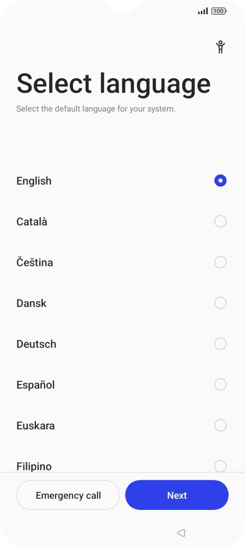 Press the required language.
