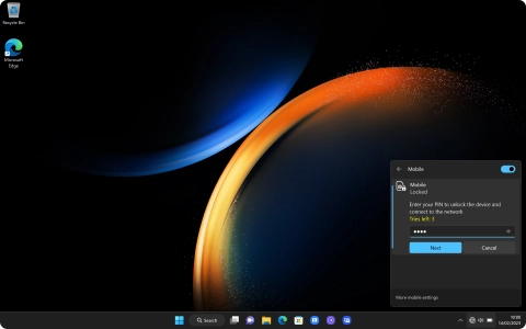 Key in your PIN and click Next. The default PIN is 1111.