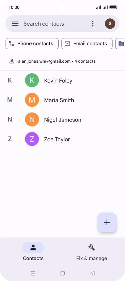 Press the required contact.