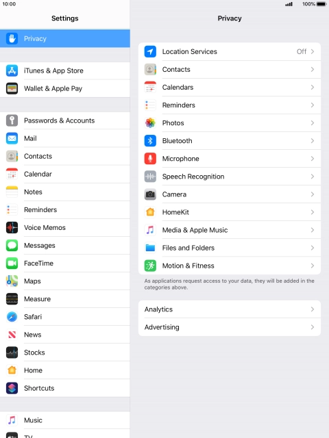 Press Location Services.