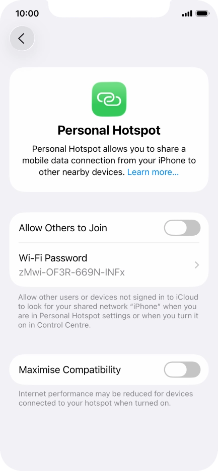 Press Wi-Fi Password and key in the required password.