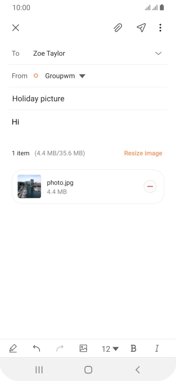 Press the send icon when you've finished your email.