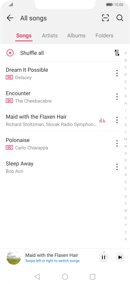 Press the song title at the bottom of the screen.