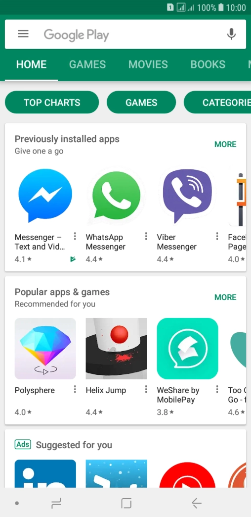 Press the search field.